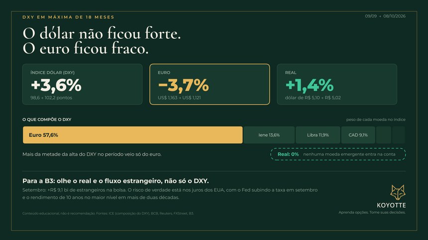 Decomposição da alta do índice dólar por moeda